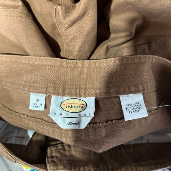 Talbots Capri Pants Tan Brown Cropped Stretchy Size 10P Linen Blend NWT - Picture 6 of 7